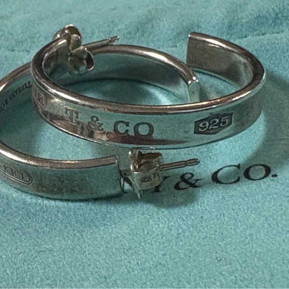 Authentic TIFFANY & CO Sterling Silver Large 1837 Hoop Earrings - Picture 5 of 6